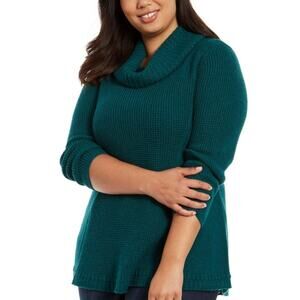 Style & Co Women's Plus Cowl Neck Sweater Hunter Green Plus Size 1X NWT